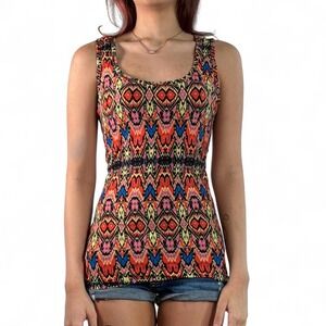 Vintage Y2K Hot Kiss Women's MultiColor Patterned Tank Top  Small